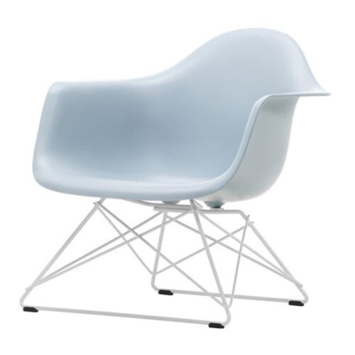 Vitra Eames LAR loungestoel met wit onderstel-IJsgrijs