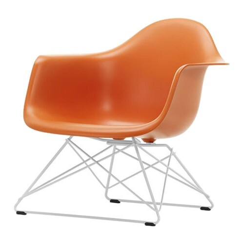 Vitra Eames LAR loungestoel met wit onderstel-Roest oranje