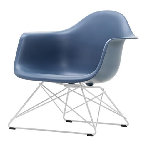 Vitra Eames LAR loungestoel met wit onderstel-Zee blauw