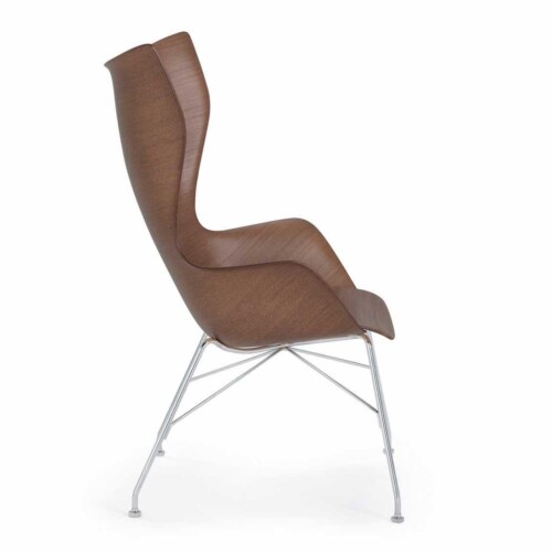Kartell K/Wood stoel beuken-Donker hout-Chroom