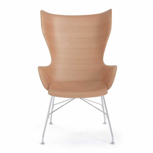Kartell K/Wood stoel essen-Licht hout-Chroom