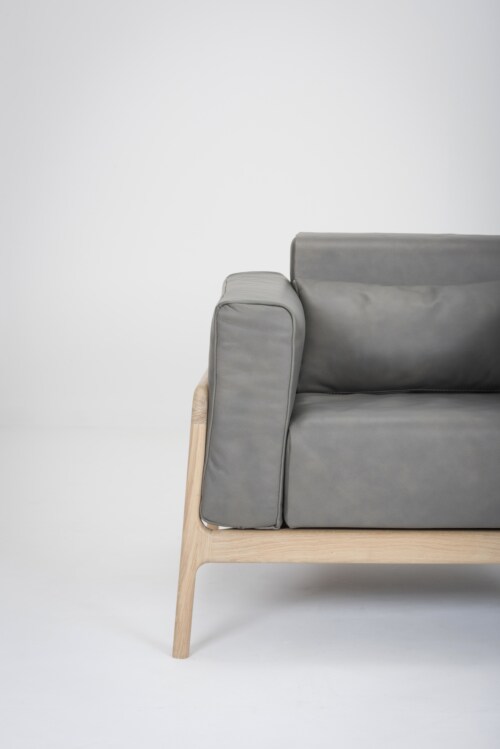 Gazzda Fawn Dakar Leather Sofa 1 seater fauteuil-Grey 1258