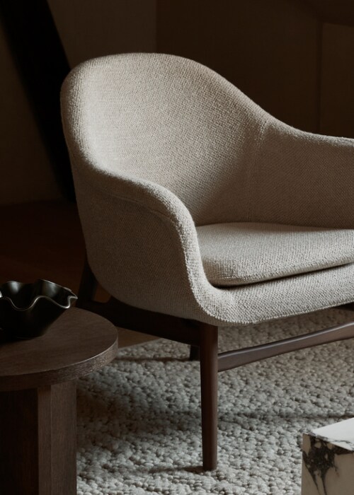 Audo Copenhagen Harbour Lounge fauteuil-Dark Stained Oak-Audo Copenhagen Bouclé 02