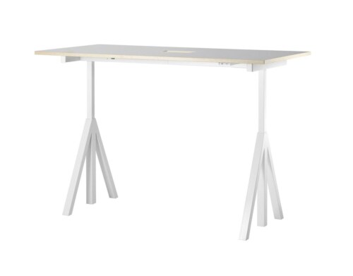 String Works desk bureau hoogte verstelbaar-180x90 cm-Lichtgrijs linoleum