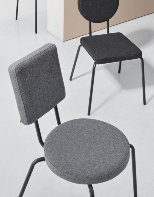Puik Option Chair stoel-Beige-Ronde zit, vierkante rug