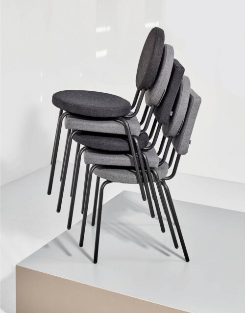 Puik Option Chair stoel-Geel-Ronde zit, vierkante rug