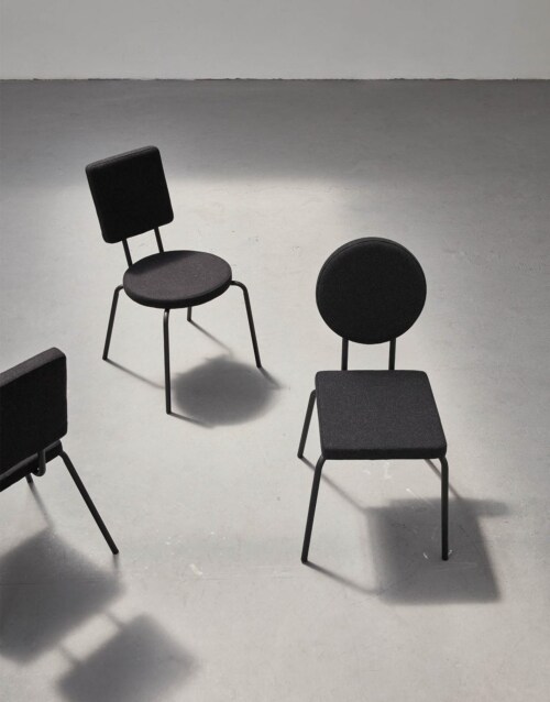 Puik Option Chair stoel-Geel-Ronde zit, vierkante rug