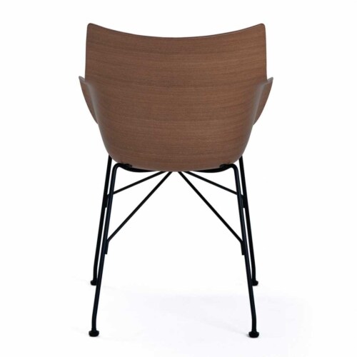 Kartell Q/Wood stoel essen-Donker hout-Zwart-43,5 cm