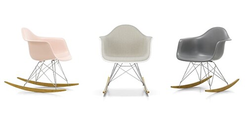 Vitra Eames RAR schommelstoel met wit onderstel-Licht grijs-Esdoorn goud