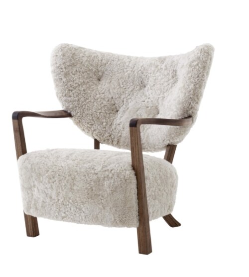 &tradition Wulff fauteuil + poef oiled walnut-Sheepskin 17mm, Moonlight