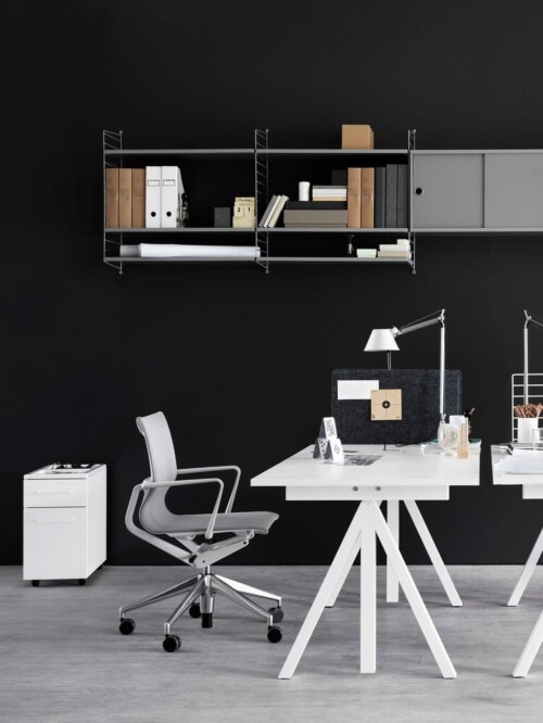 String Works desk bureau hoogte verstelbaar-180x90 cm-Wit laminaat