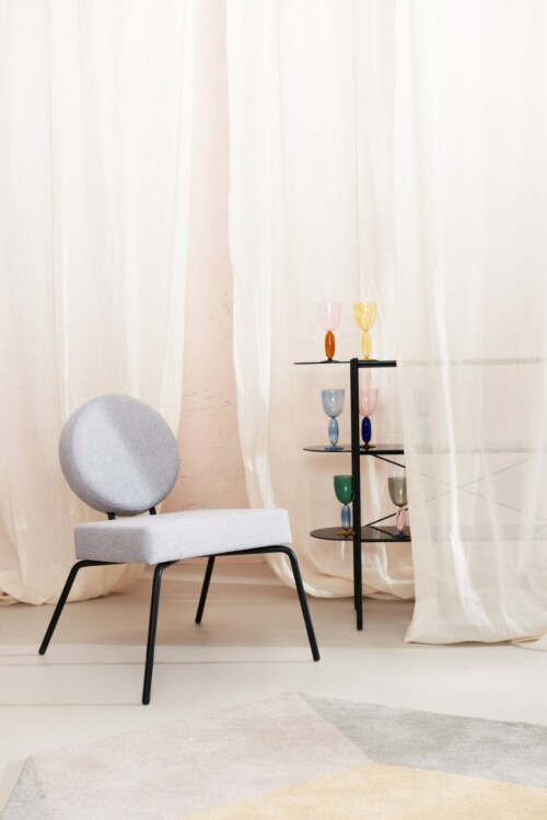Puik Option Lounge fauteuil-Roze-Ronde zit, vierkante rug