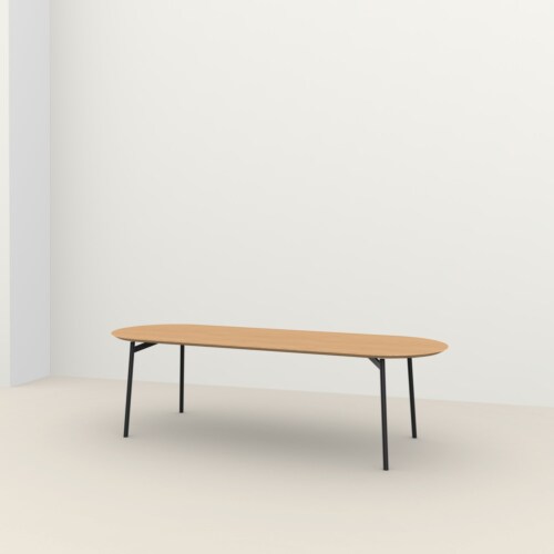 Studio HENK Flyta Flat Oval tafel zwart frame 4 cm-200x90 cm-Hardwax oil light