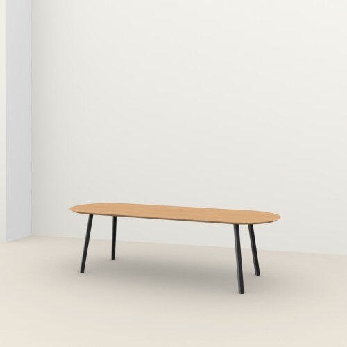 Studio HENK New Classic Flat Oval tafel zwart frame 3 cm-200x90 cm-Hardwax oil natural