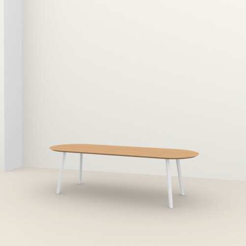 Studio HENK New Classic Flat Oval tafel wit frame 4 cm-200x90 cm-Hardwax oil light