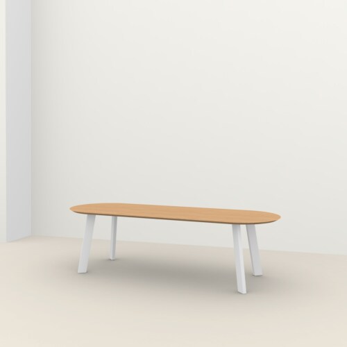Studio HENK New Co Flat Oval tafel wit frame 4 cm-200x90 cm-Hardwax oil light