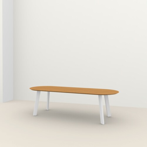 Studio HENK New Co Flat Oval tafel wit frame 4 cm-200x90 cm-Hardwax oil light