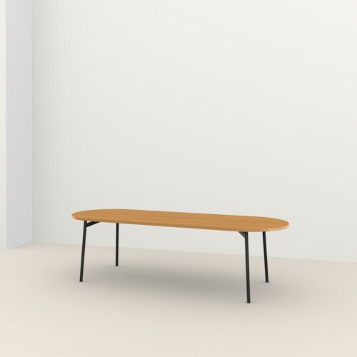 Studio HENK Flyta Flat Oval tafel zwart frame 3 cm-200x90 cm-Hardwax oil light