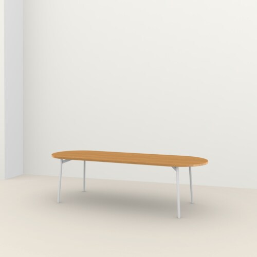 Studio HENK Flyta Flat Oval tafel wit frame 3 cm-200x90 cm-Hardwax oil light