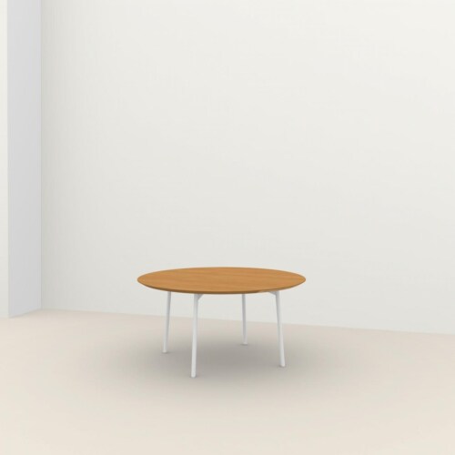 Studio HENK Flyta Quadpod tafel wit frame 3 cm-∅ 130 cm-Hardwax oil natural