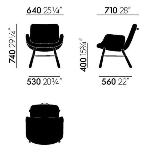 Vitra East River Chair fauteuil met natural eiken onderstel-Red mix