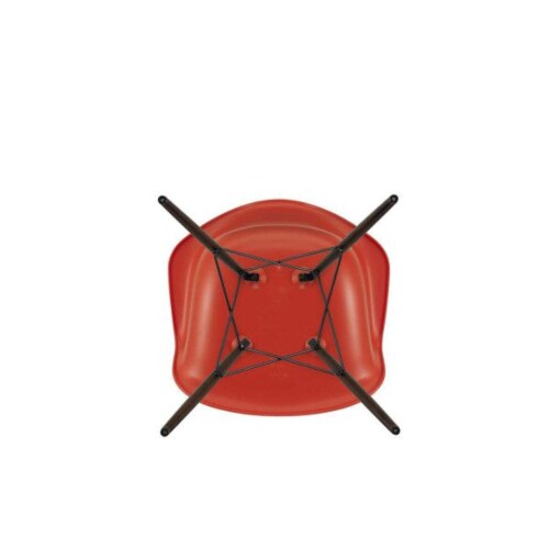 Vitra Eames DAW stoel met donker esdoorn onderstel-Poppy rood