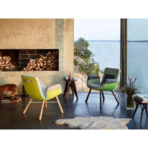 Vitra East River Chair fauteuil met donker eiken onderstel-Green mix