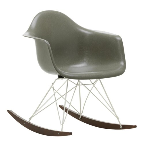 Vitra Eames RAR Fiberglass schommelstoel met verchroomd onderstel-Parchment-Esdoorn donker