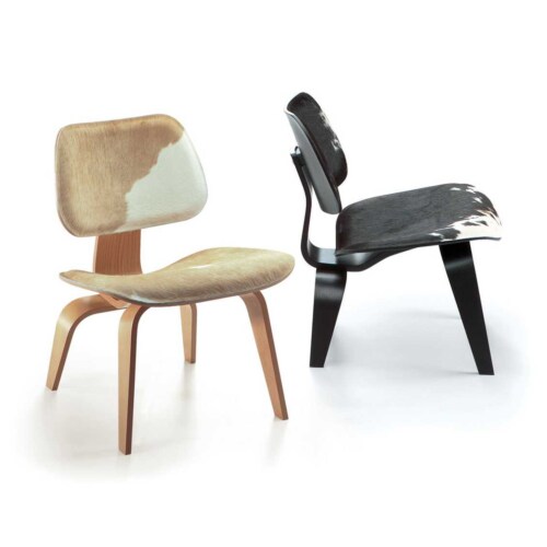 Vitra Eames LCW Calf's Skin stoel-Zwart-wit