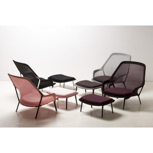 Vitra Slow chair met Ottoman loungestoel-Rood