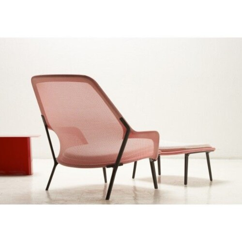 Vitra Slow chair met Ottoman loungestoel-Rood