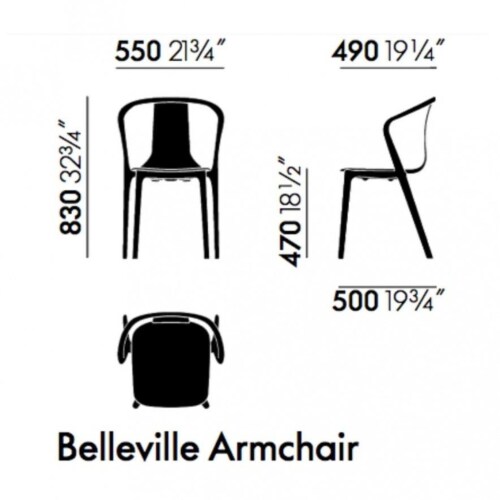 Vitra Belleville Armchair Wood stoel-Donker eiken