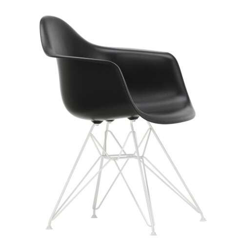 Vitra Eames DAR stoel met wit gepoedercoat onderstel-Zwart