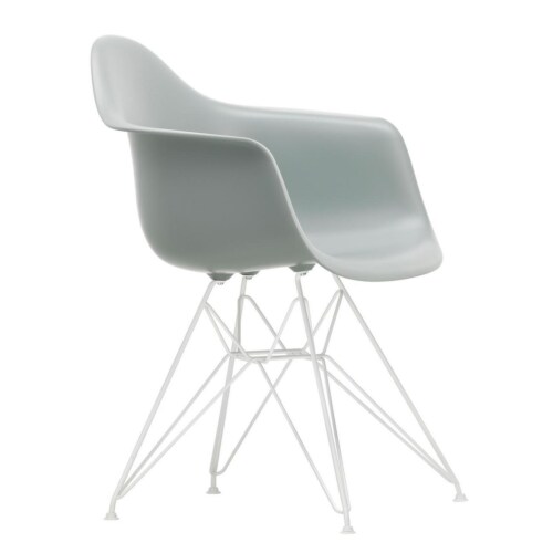 Vitra Eames DAR stoel met wit gepoedercoat onderstel-Licht grijs