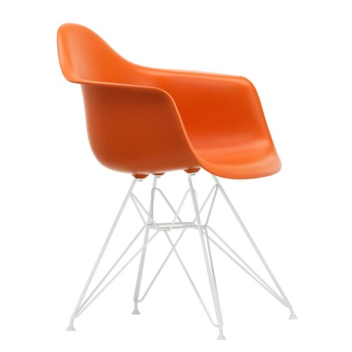 Vitra Eames DAR stoel met wit gepoedercoat onderstel-Roest oranje