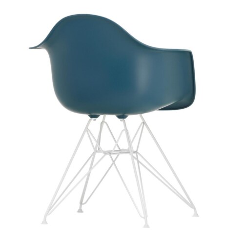 Vitra Eames DAR stoel met wit gepoedercoat onderstel-Zee blauw