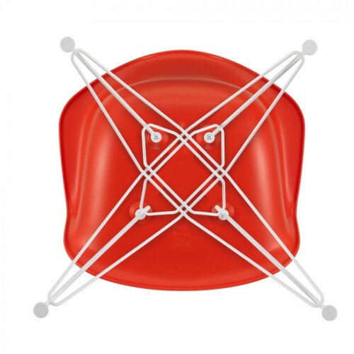 Vitra Eames DAR stoel met wit gepoedercoat onderstel-Poppy red