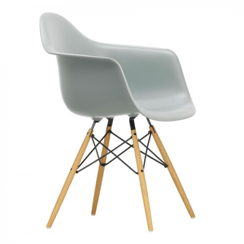 Vitra Eames DAW stoel met essenhout onderstel-Licht grijs