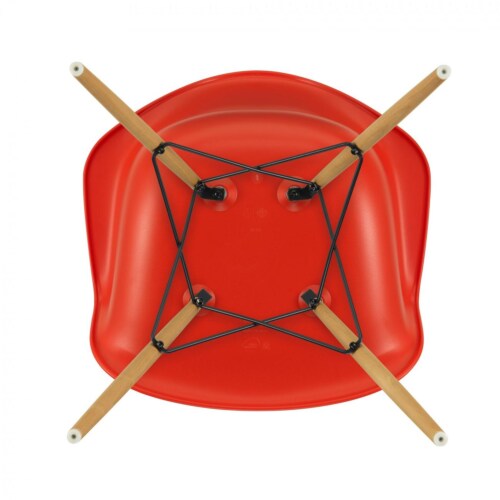 Vitra Eames DAW stoel met essenhout onderstel-Poppy red