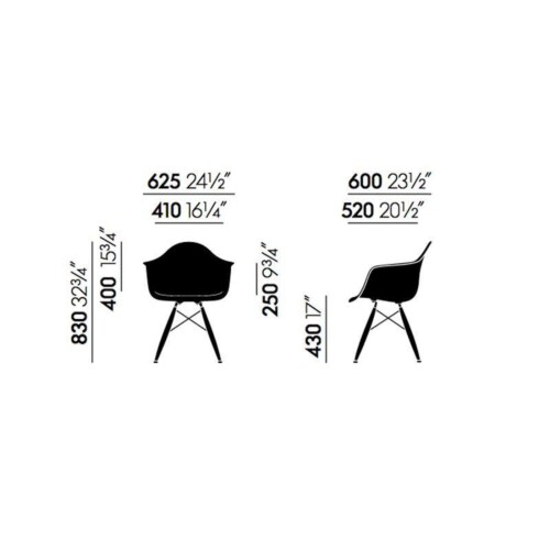 Vitra Eames DAW stoel met essenhout onderstel-Pebble