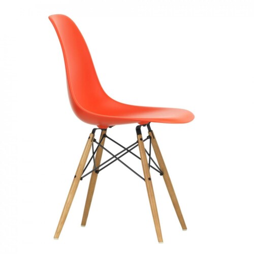 Vitra Eames DSW stoel met essenhout onderstel-Poppy rood