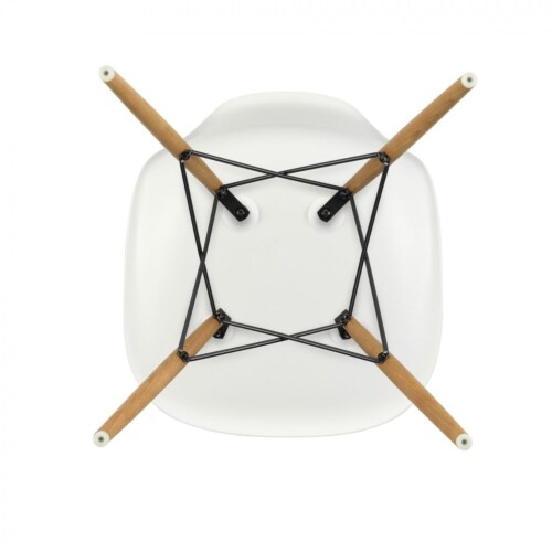 Vitra Eames DSW stoel met essenhout onderstel-Wit