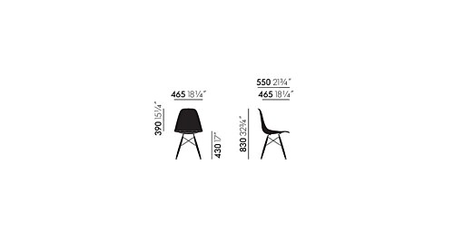 Vitra Eames DSW stoel met zwart esdoorn onderstel-Wit